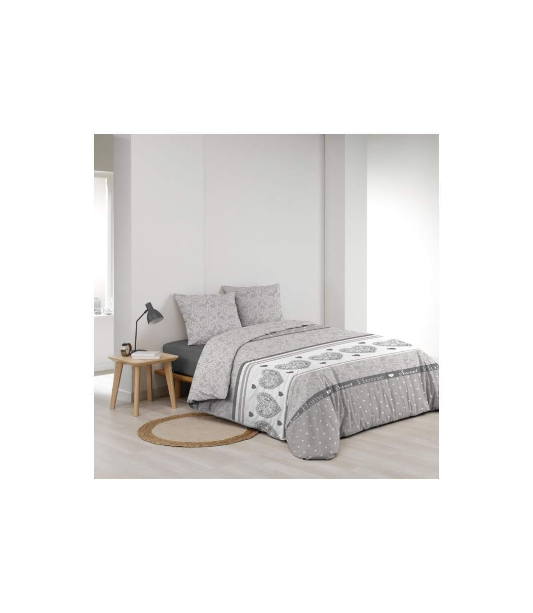 Parure de Lit 3 Pièces Lova 240x220cm Gris-2