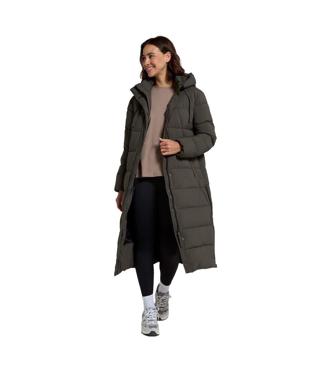 Womens/ladies comfort cloud coat dark khaki Animal