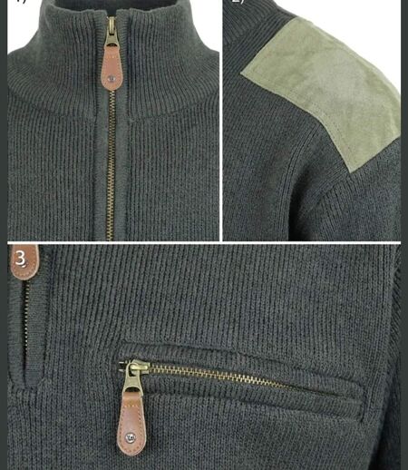 Pull camionneur poche zippée et renforts épaules LY0701