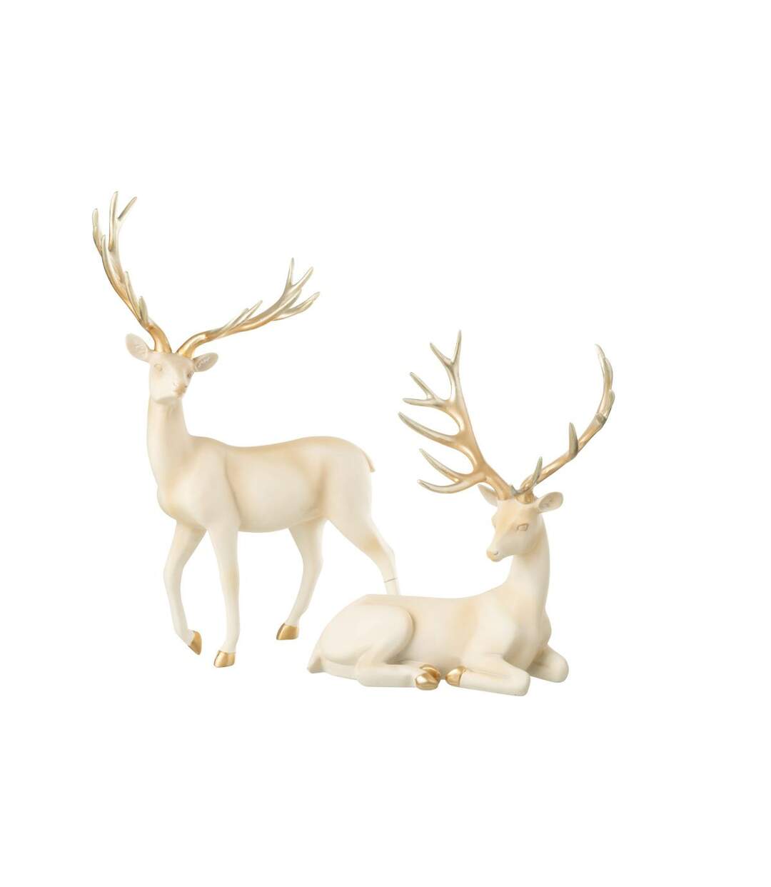Statuette Cerf Déco Couché 29cm Beige Clair-2