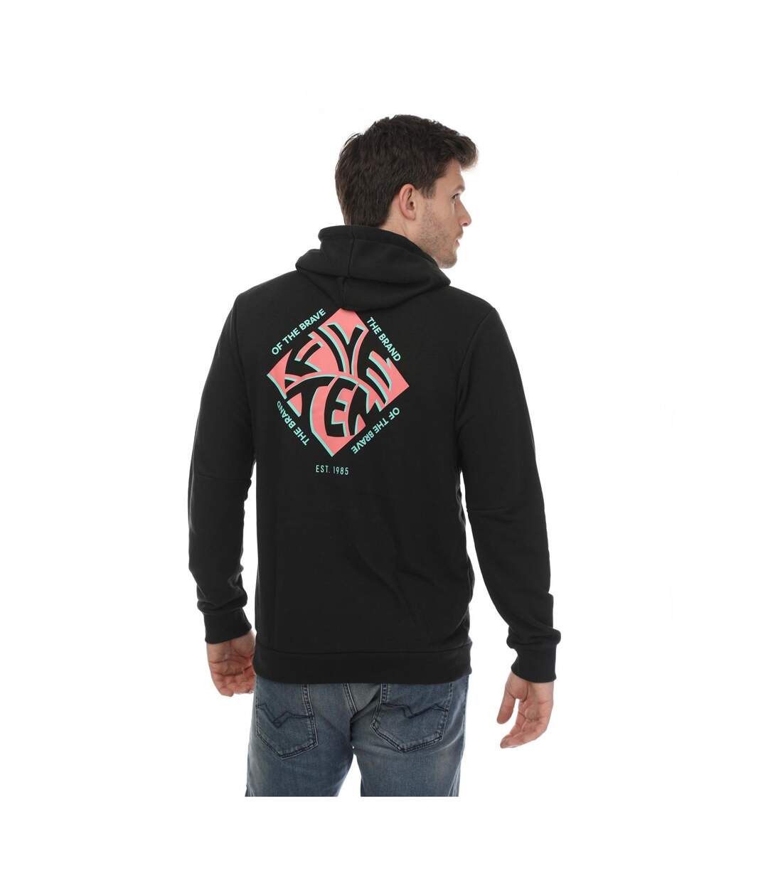 Mens Cotton Blend Drawstring Hoodie Black Five Ten-3