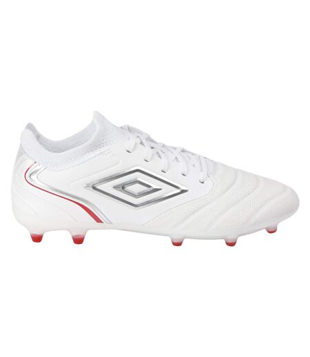 Mens Tocco V Pro Leather Firm Ground Football Boots White Silver Equestrian Red Umbro