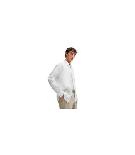 Mens Liam Linen Button-down Shirt White Boss