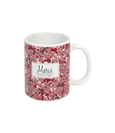 Mug Fleuri en Céramique Merci 30cl Rose