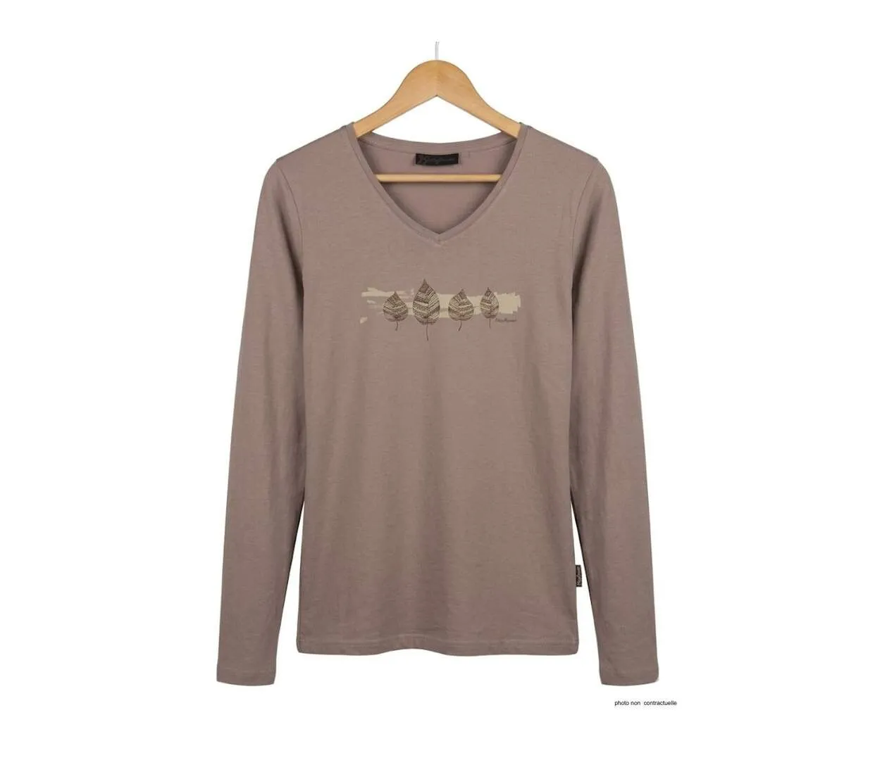 Mayflower NERVAL5GT : Tee-shirt femme grande taille beige à manches longues et col V-2