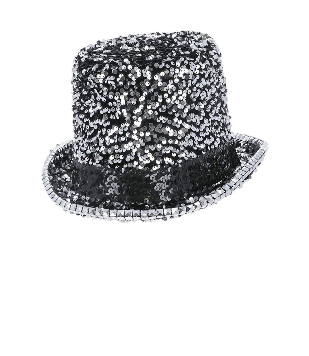 Deluxe sequins felt top hat silver Fever-1