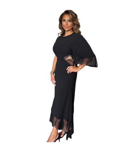 Robe Mi-longue Manches Chauve-souris Femme Noir AX Paris