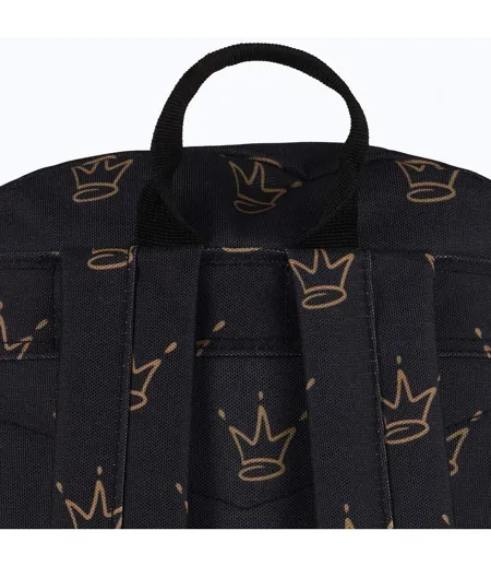 Unisex Black King Crown Pattern Backpack with Padded Straps | School Travel Bag