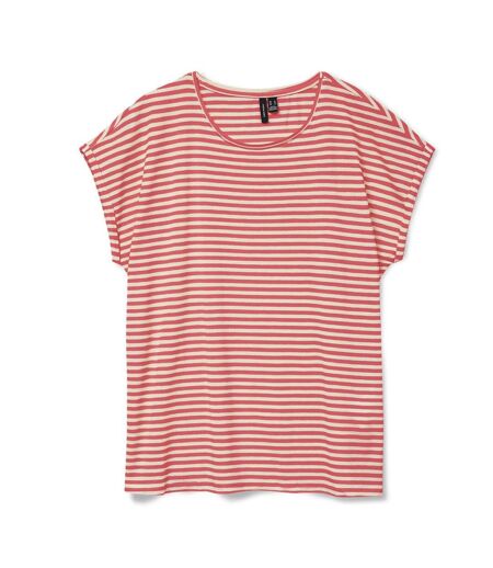 T-shirt blanc/rouge femme vero moda mava - m