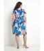 Robe courte col V effet drapé imprimé feuillage-2