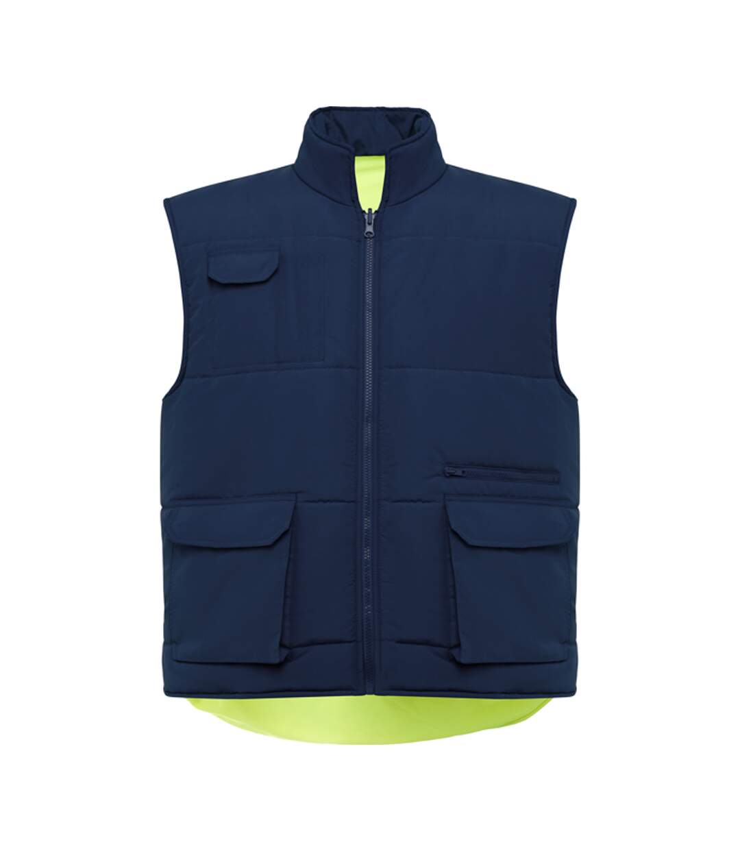 Veste Sans Manches Persei Homme Bleu Marine Jaune Fluo Roly Workwear-1