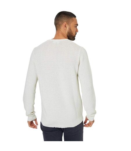 Mens Yarra Textured Regular Jumper Ecru Threadbare