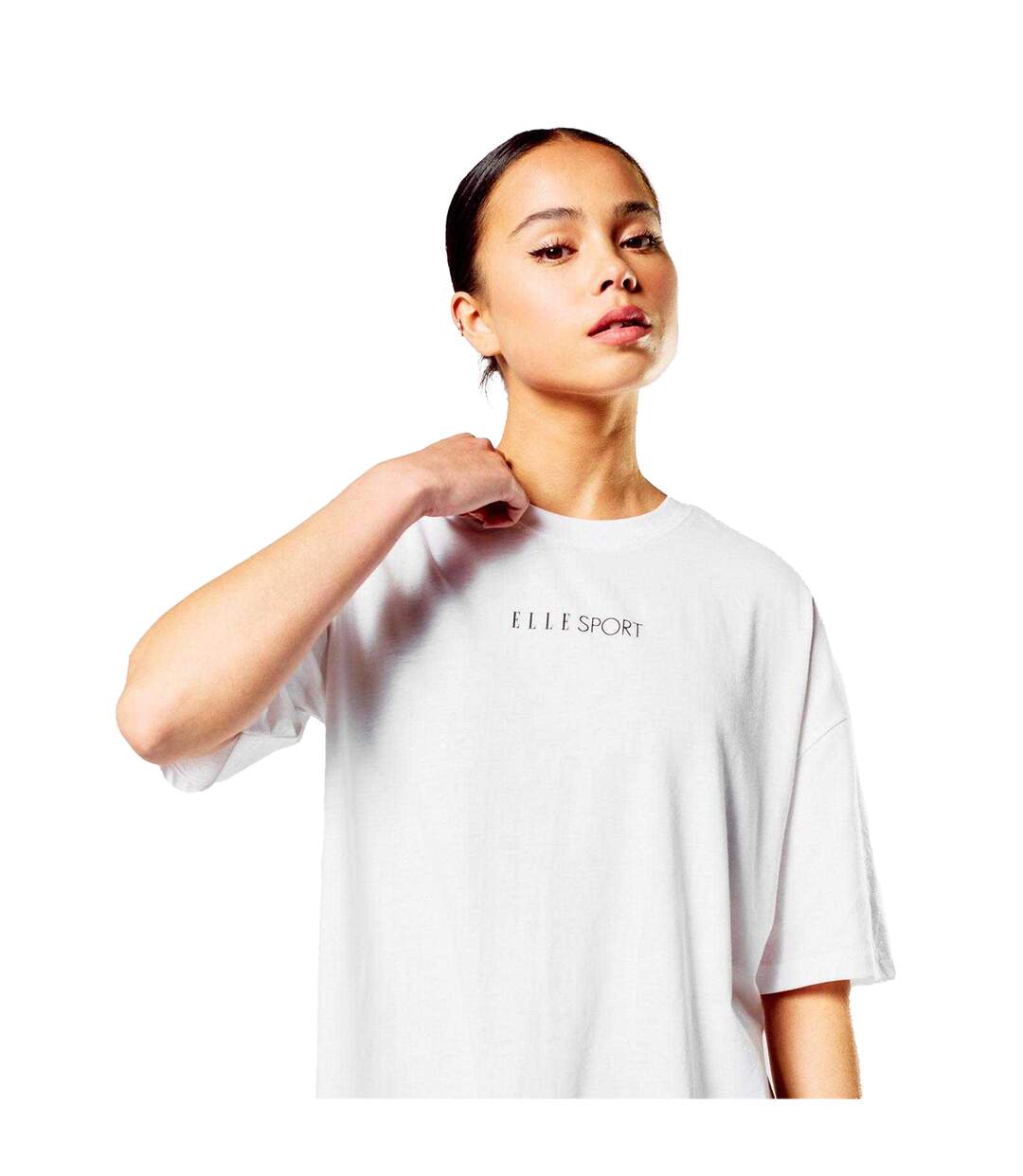 Womens/ladies Boyfriend T-shirt White Elle-4