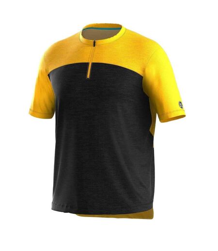 Mens Sentiero Short-sleeved Cycling Jersey Black Yellow Bicycle Line