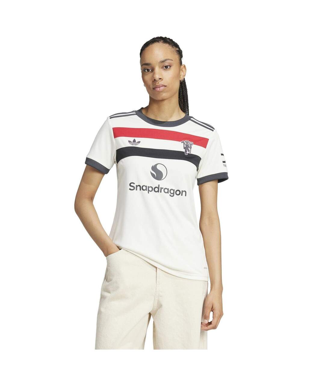 Maillot Third Motif/style Manchester United Fc 2024/2025 Femme Blanc Adidas-1