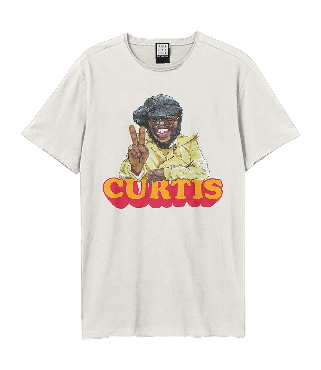 Unisex Adult Peace Curtis Mayfield T-shirt Vintage White Amplified-1