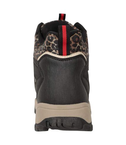 Mountain Warehouse Womens/Ladies Adventurer Leopard Print Faux Suede Waterproof Walking Boots (Black) - UTMW1600