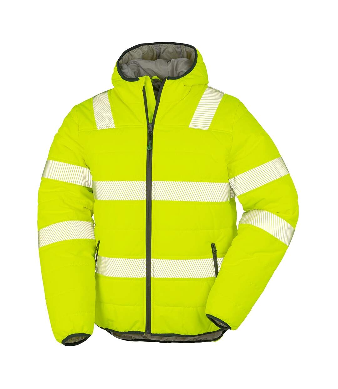 Mens ripstop safety padded jacket fluorescent yellow Result Genuine Recycled