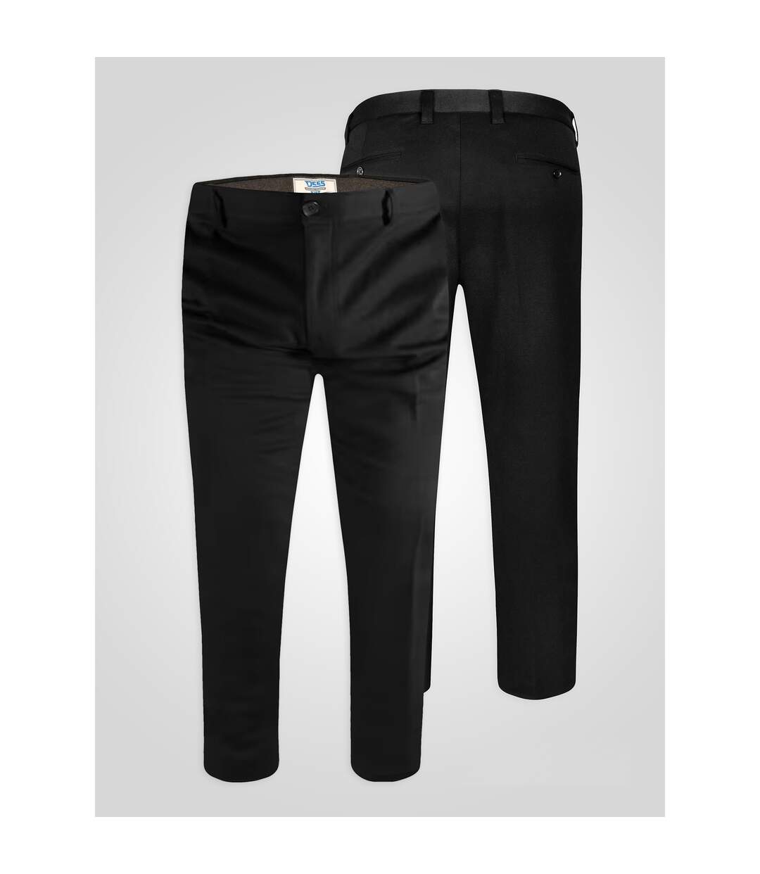 D555 Pantalon Uni Et Cintré Grande Taille Yarmouth Homme Noir Duke-4