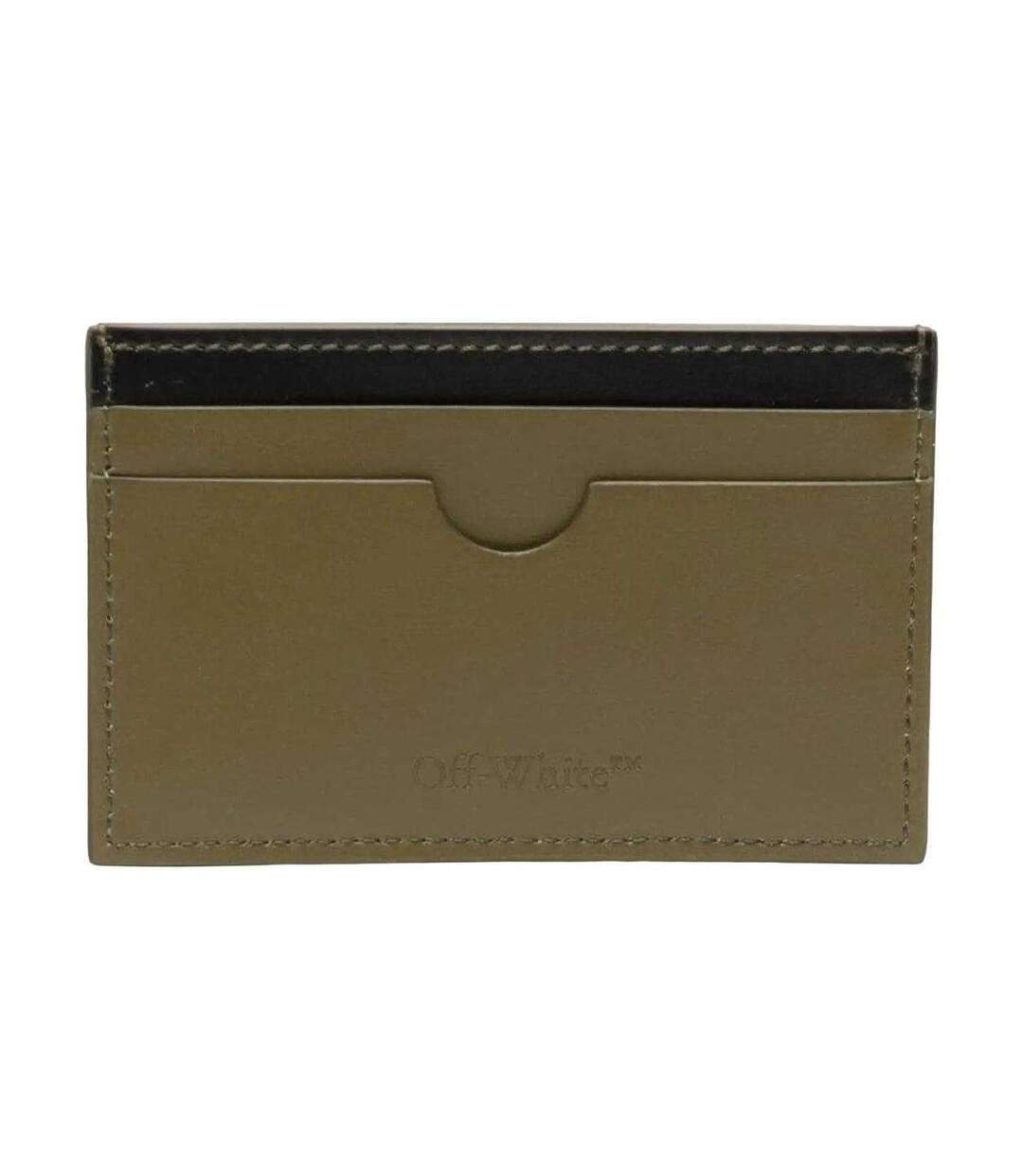 Jitney Leather Card Holder One Size Military Green Off-White-2