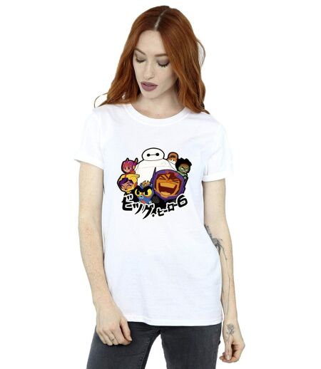 Disney Femme/Les femmes Big Hero 6 Baymax Group Manga Cotton Boyfriend T-Shirt (Blanc) - UTBI15764
