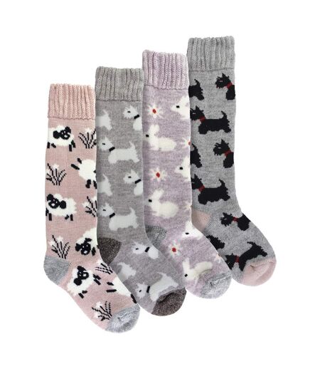 4 Pairs Long Soft Lounge Bed Socks for Ladies