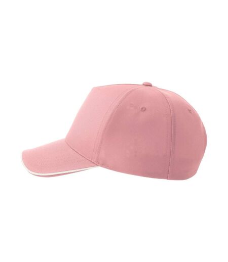 Casquette De Baseball Motif/style 5 Panneaux Recy Five Piping Adulte Rose Blanc Atlantis Headwear