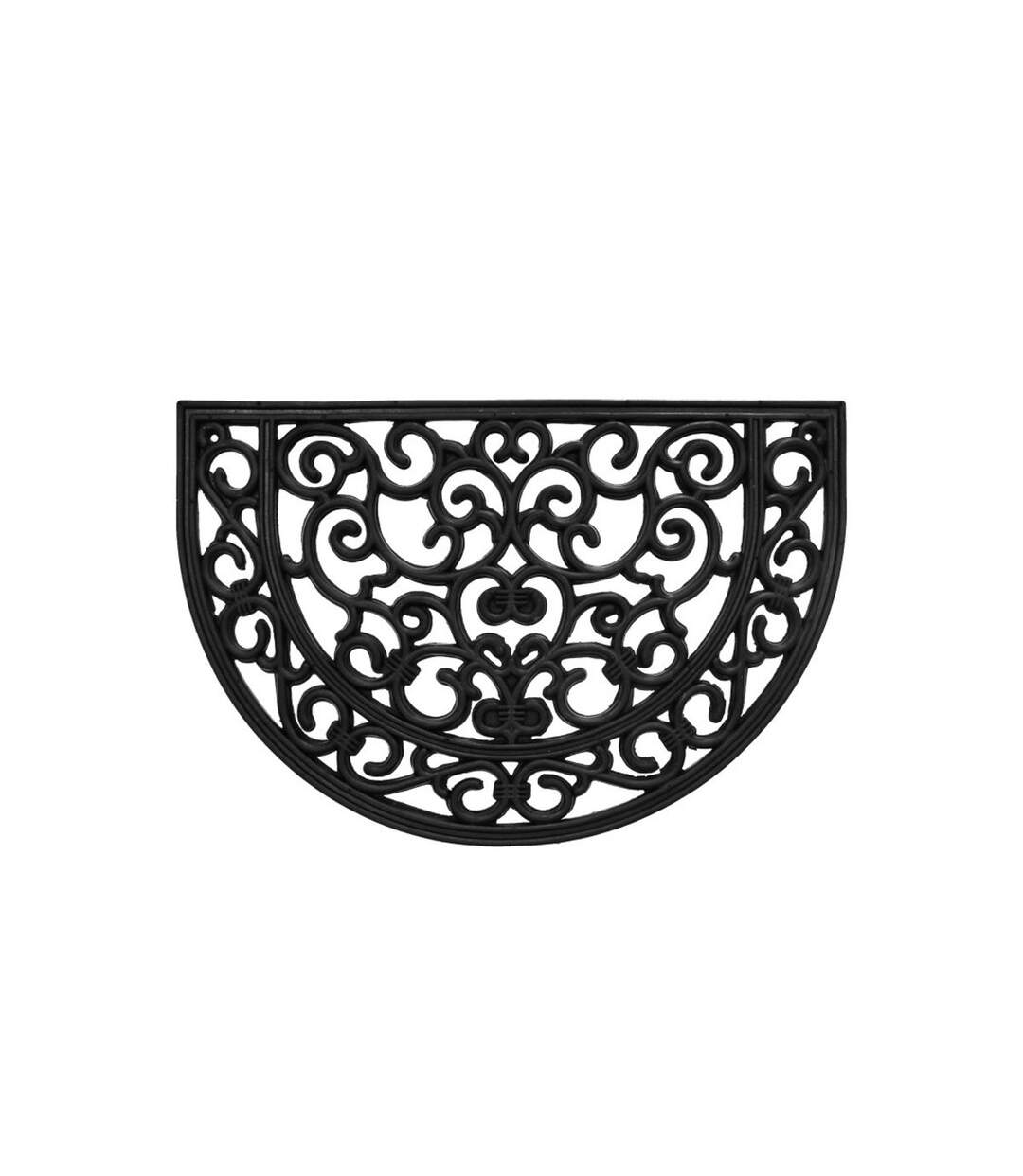 Tapis d'Entrée Demi-Lune Baroque Odelin 40x60cm Noir-1