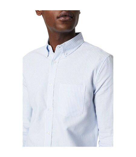 Mens Pinstripe Oxford Long-sleeved Formal Shirt Light Blue Burton