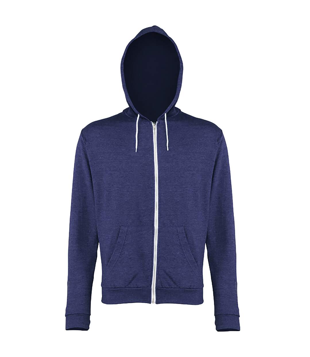 Sweatshirt léger à capuche et fermeture zippée homme bleu marine chiné Awdis-1