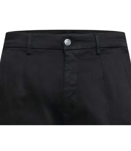 Mens Cotton Denim Slim Cargo Trousers Black Replay