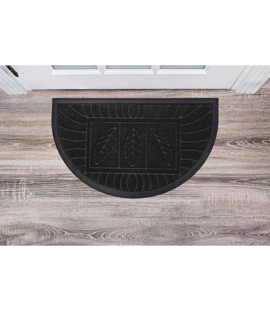 Tapis d'Entrée Demi-Lune Feuilles 45x75cm Noir-3