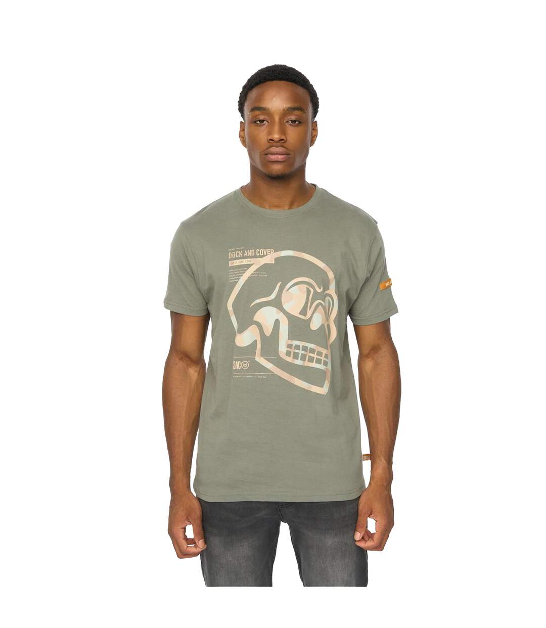 T-shirt Skullmatic Homme Olive Foncé Duck And Cover-2