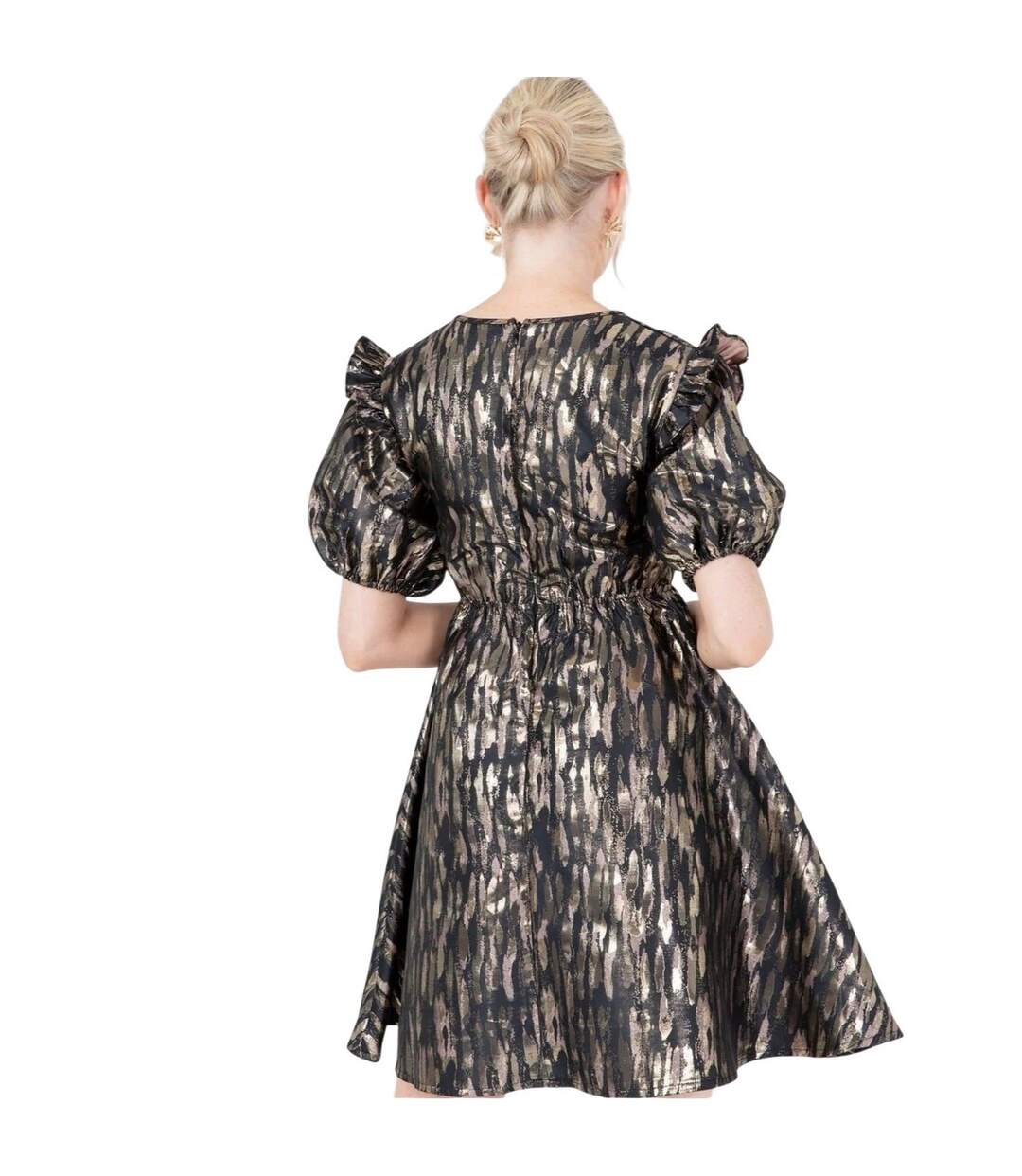 Robe Courte Femme Jaune Or Lovedrobe-3