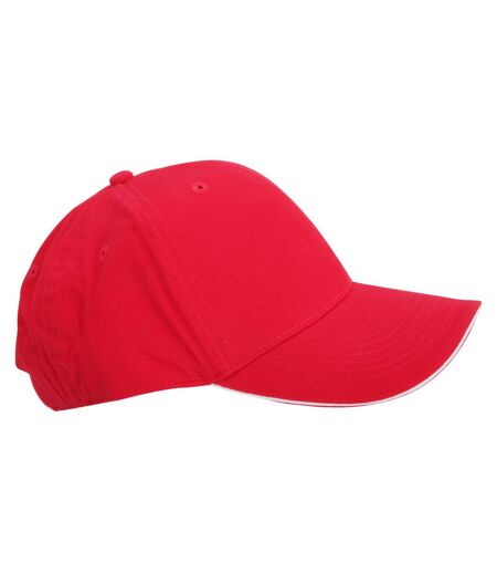 Beechfield® Adults Unisex Athleisure Cotton Baseball Cap (Classic Red/White)