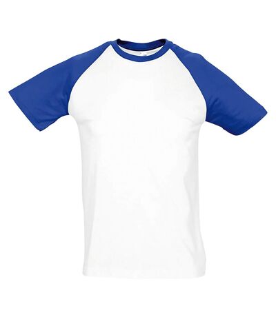 T-shirt manches courtes funky homme blanc/bleu roi SOLS