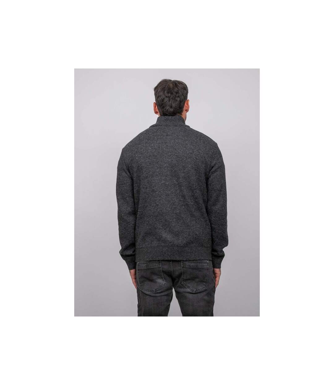 Pull col montant boutonné maille chinée LOOKIES-2