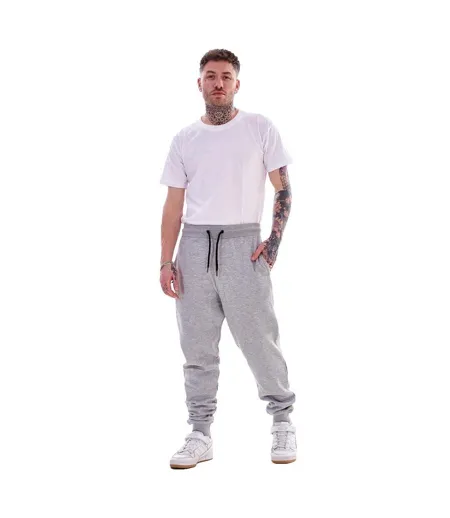 Pack Of 2  Mens Cotton Blend Slim Jogging Bottoms  Charcoal Grey Marl Keanu