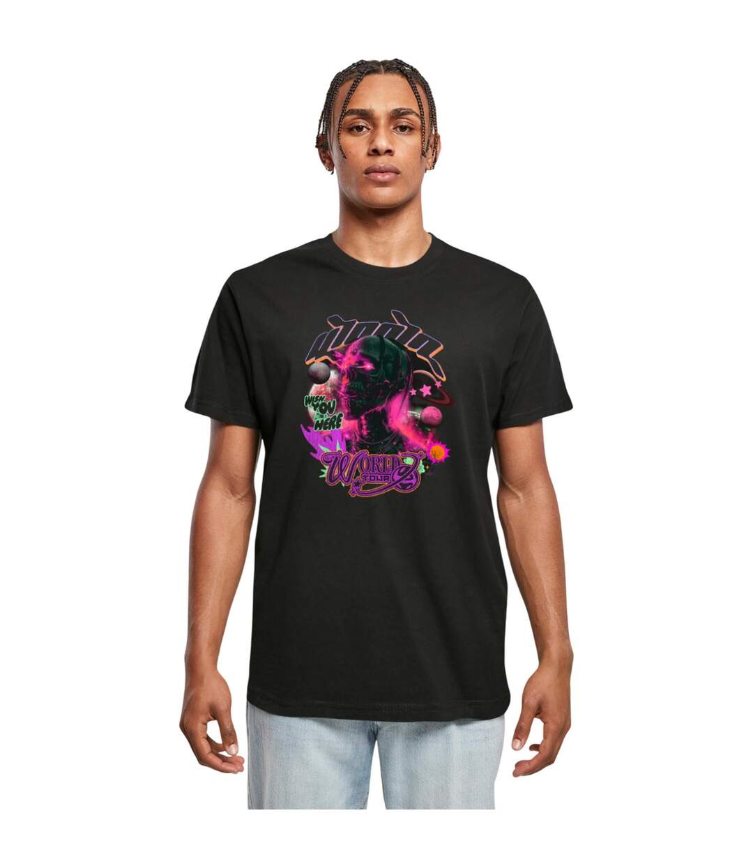 T-shirt Homme Wish You Were Here Noir Mister Tee-4