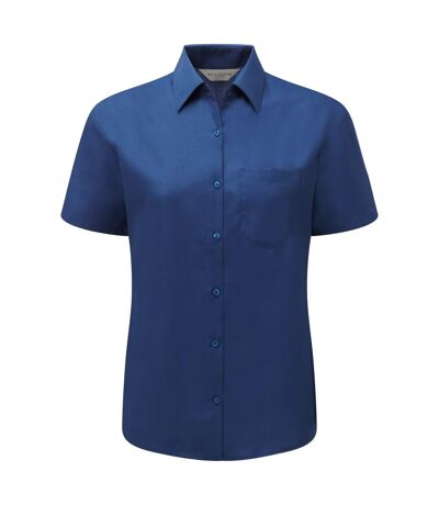 Russell Collection Ladies/Womens Short Sleeve Poly-Cotton Easy Care Poplin Shirt (Bright Royal) - UTBC1028