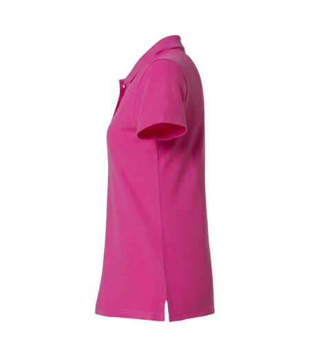 Womens/ladies Plain Polo Shirt Bright Cerise Clique