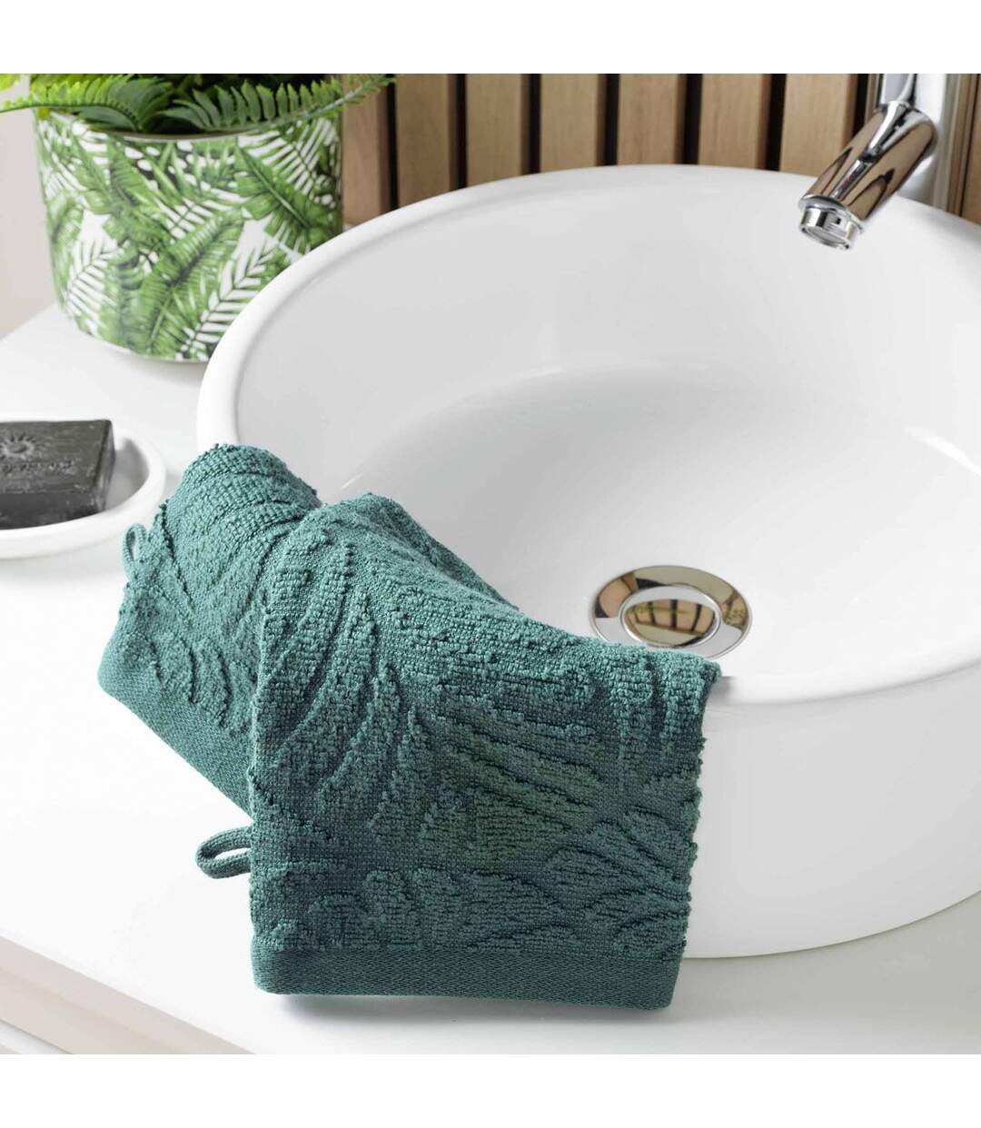 Lot de 2 Gants de Toilette Madeira 15x21cm Emeraude-2