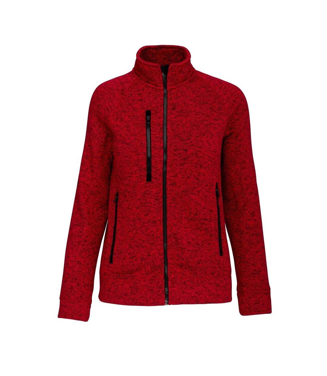 Veste chinée ouverture zippée - femme - K9107 - rouge mélange