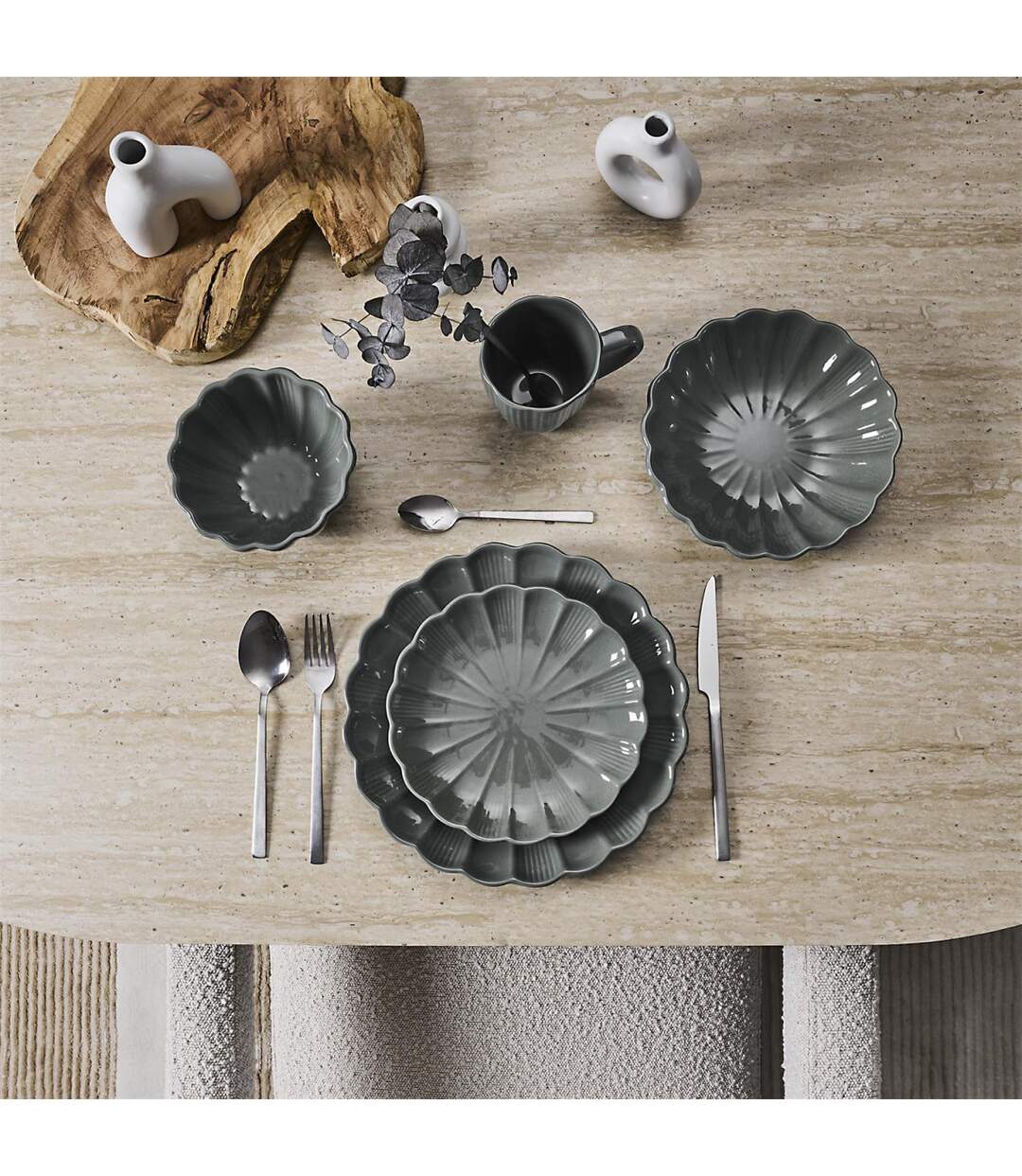 Lot de 6 Assiettes Plates Calista 26cm Gris-3