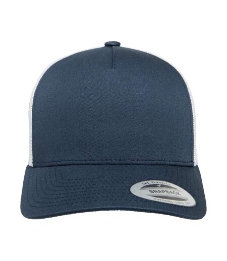Casquette Trucker Retro Bleu Marine Blanc Flexfit