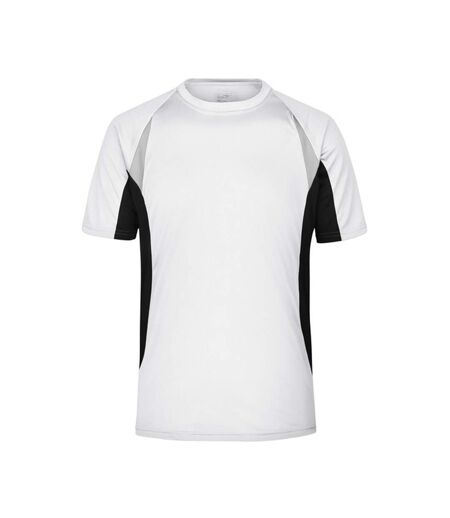T-shirt Course À Pied Homme Blanc Noir James And Nicholson