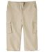 Men's Microfibre Cropped Cargo Trousers - Beige-2