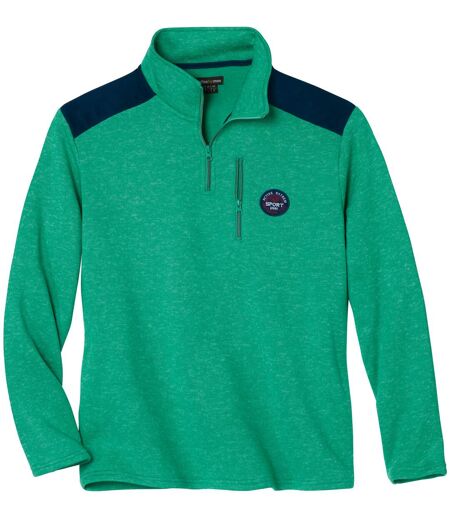 Men's Mottled Green Fleece Jumper