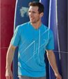 Pack of 3 Men's Sports Print T-Shirts - Grey Turquoise White Atlas For Men