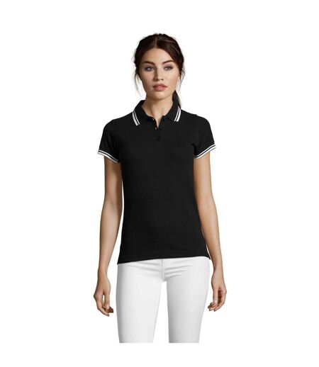 Polo manches courtes pasadena femme noir/blanc SOLS